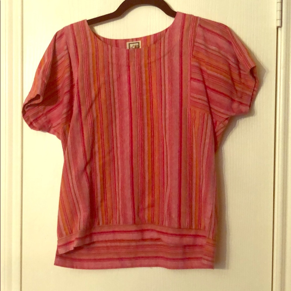 Pink and orange linen/cotton top Anthropologie